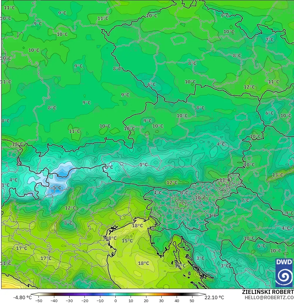 ICON modelo - Austria, Punto de rocío a 2 m