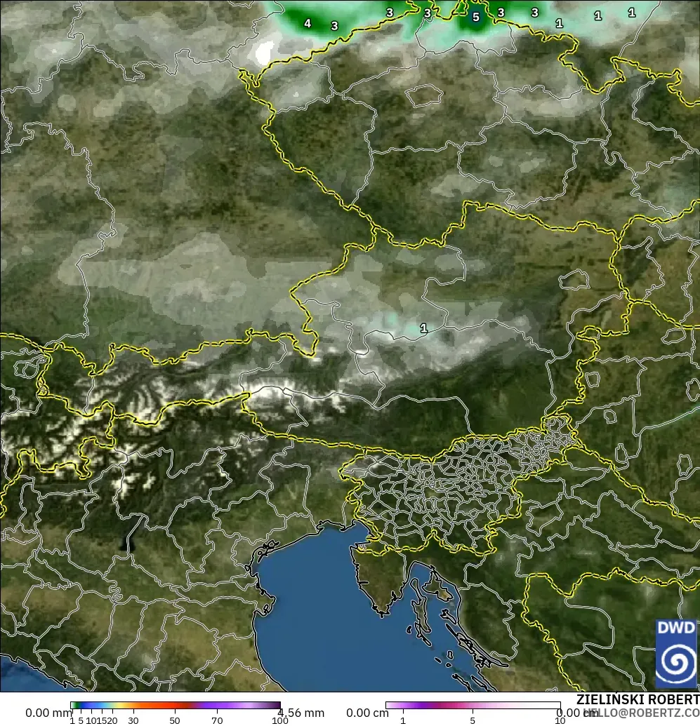 ICON modelo - Austria, Precipitación, nubes y presión