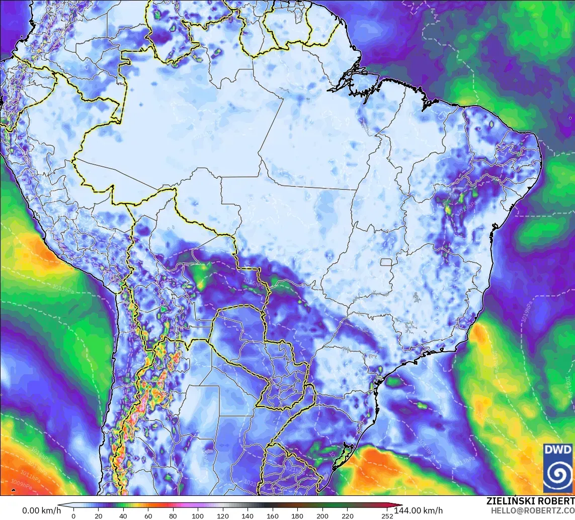 ICON modelo - Brasil, Ráfagas de Viento Máximas