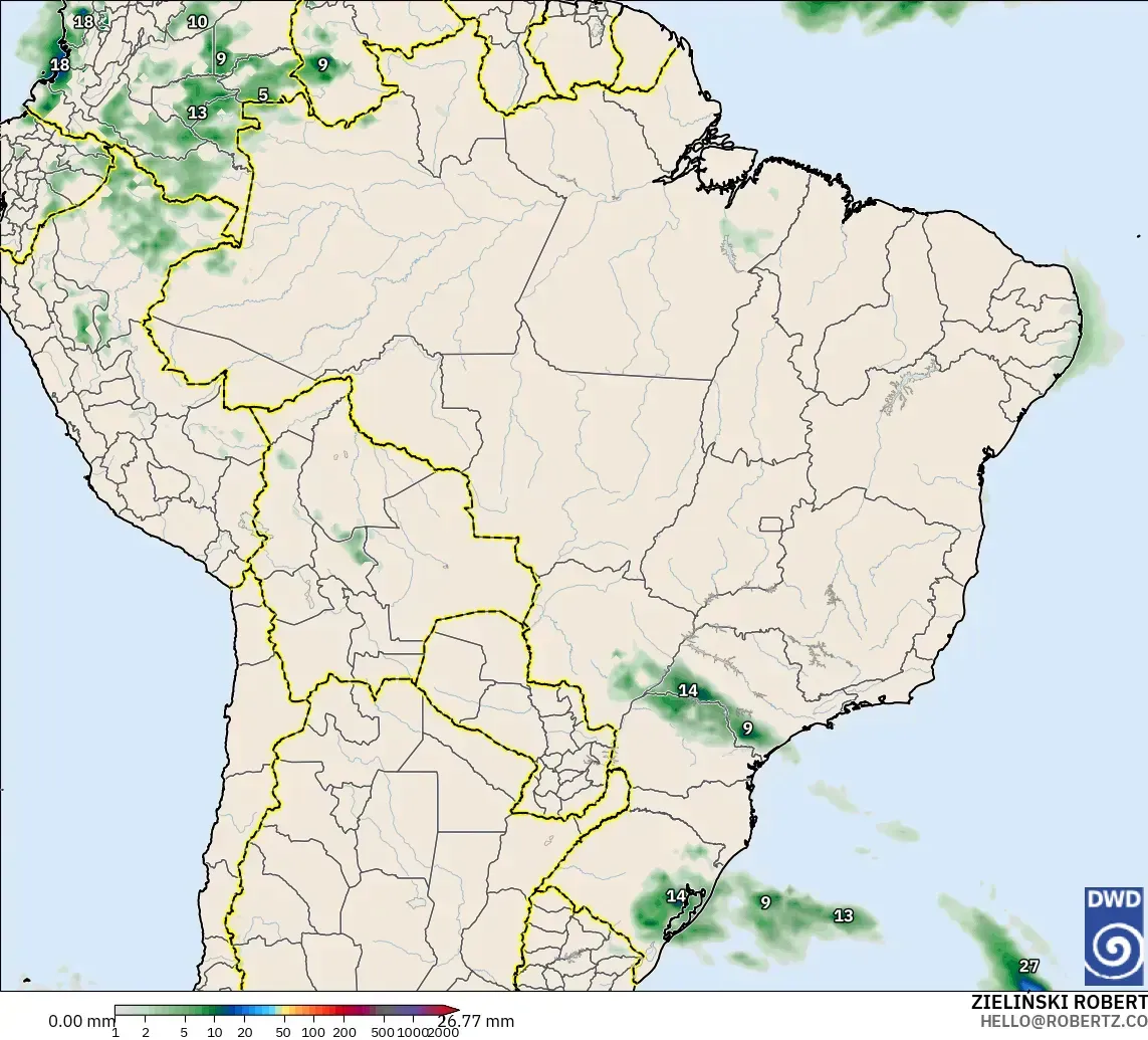 ICON modelo - Brasil, Acumulación de precipitación