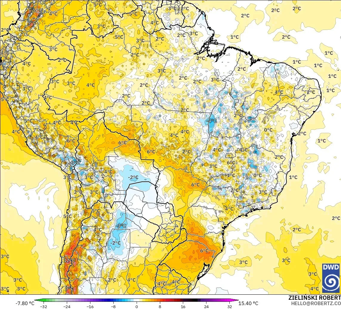 ICON modelo - Brasil, Anomalía de temperatura a 2 m