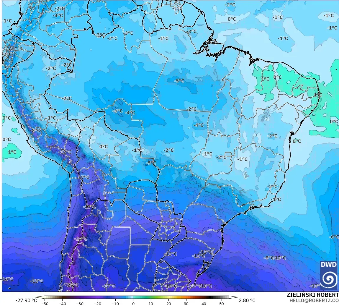 ICON modelo - Brasil, Temperatura a 500 hPa