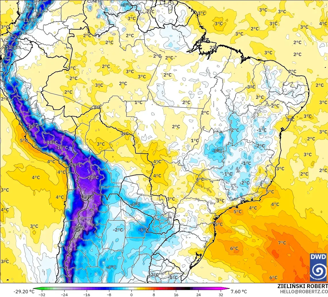 ICON modelo - Brasil, Anomalía de temperatura a 850 hPa