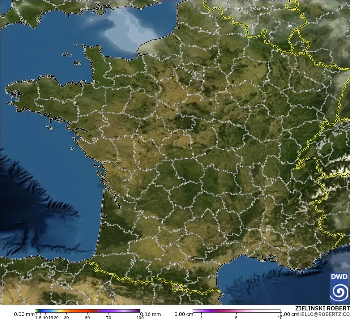 ICON modelo - Francia, Precipitación, nubes y presión
