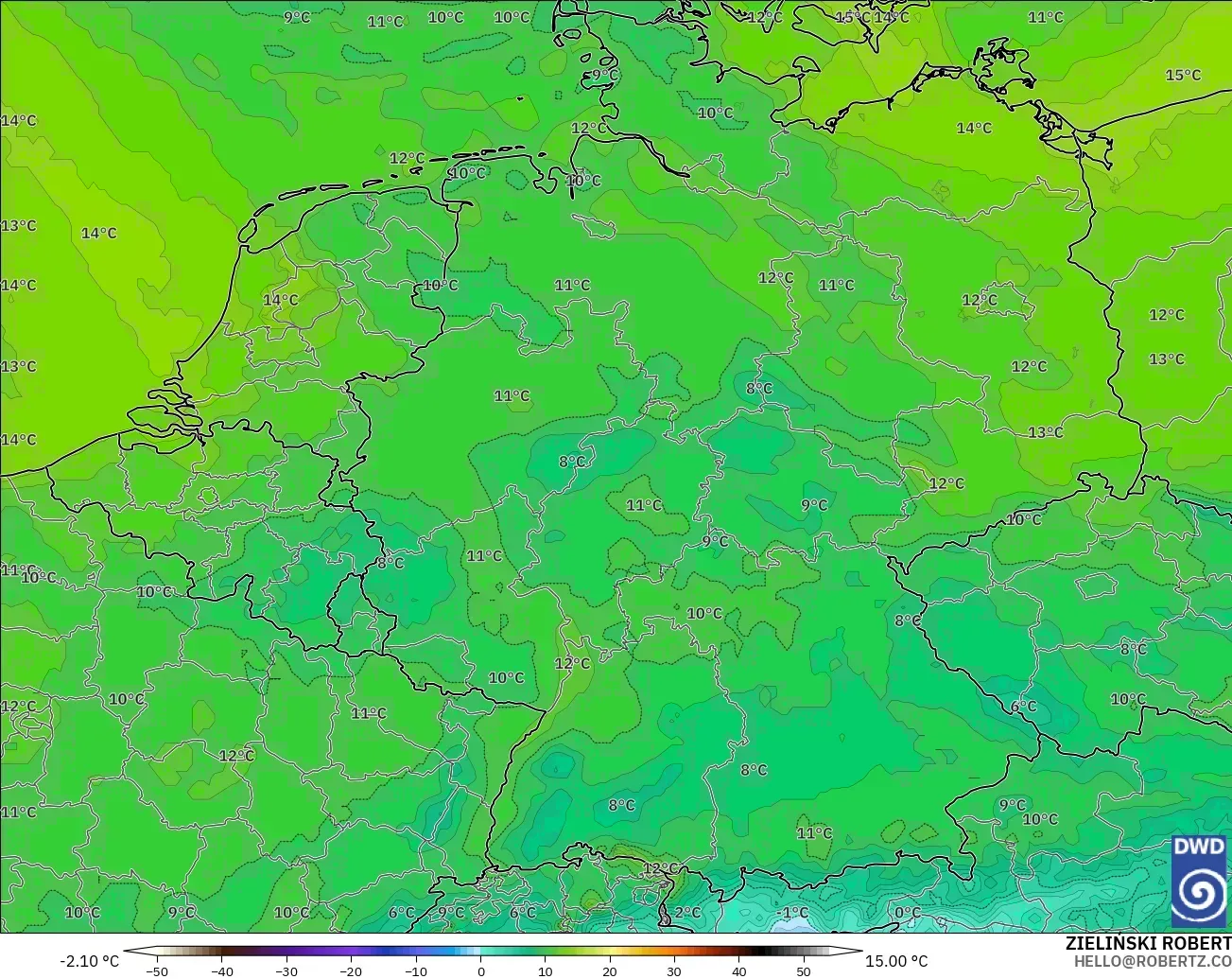 ICON modelo - Alemania, Punto de rocío a 2 m