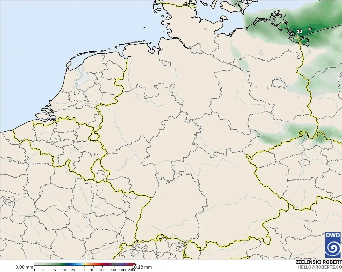 ICON modelo - Alemania, Acumulación de precipitación