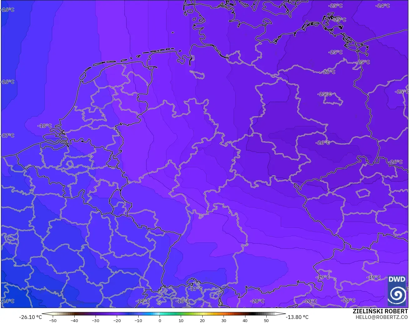 ICON modelo - Alemania, Temperatura a 500 hPa