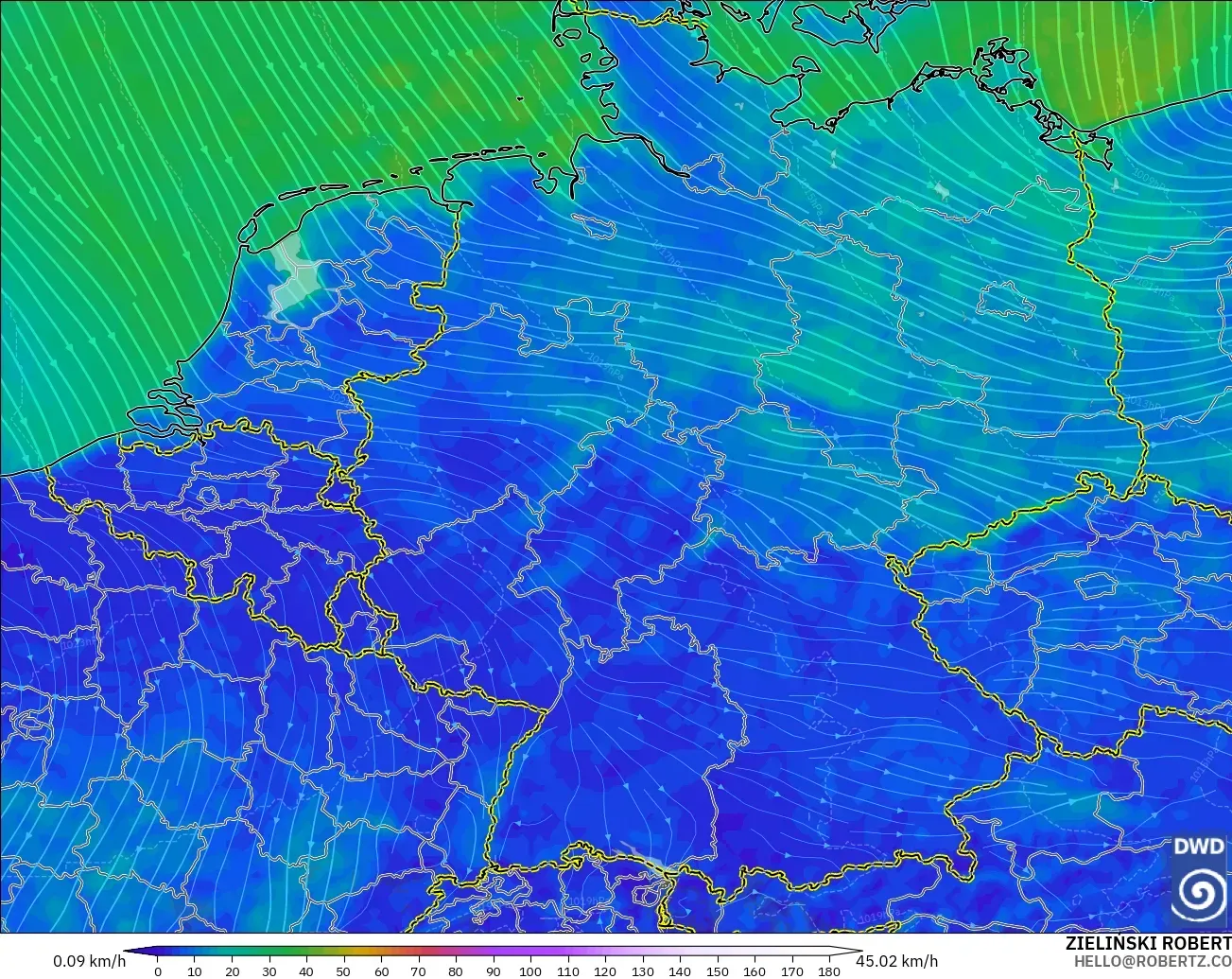 ICON modelo - Alemania, Viento a 10 m
