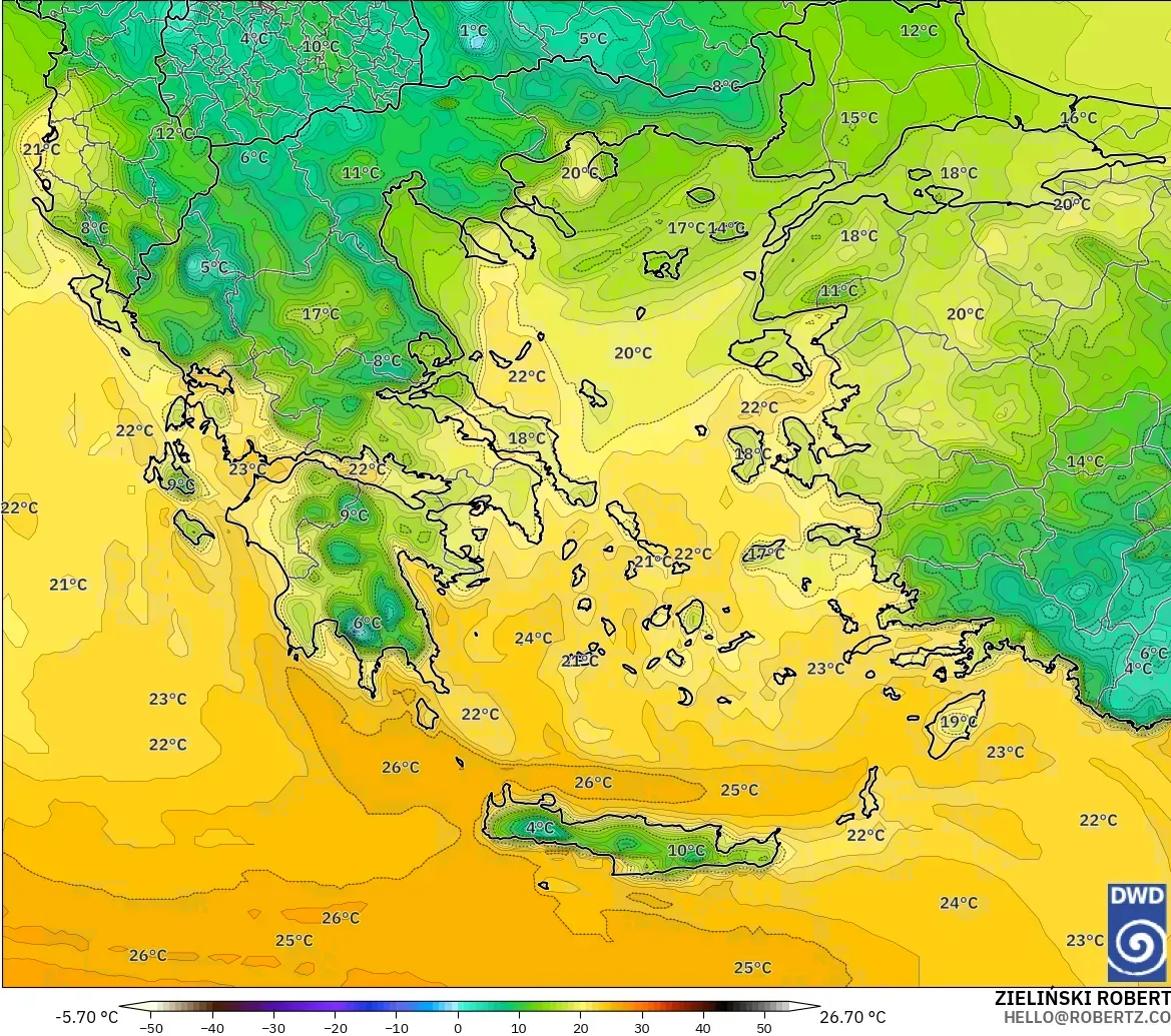 ICON modelo - Grecia, Punto de rocío a 2 m