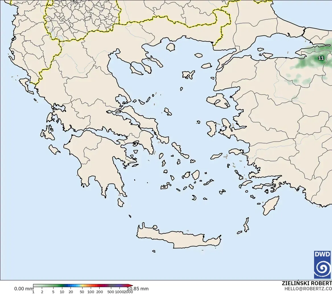 ICON modelo - Grecia, Acumulación de precipitación