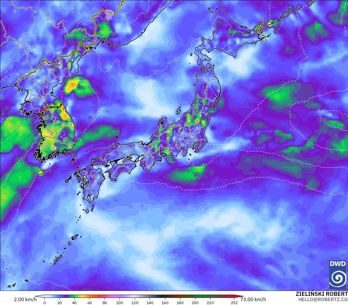 ICON modelo - Japón, Ráfagas de viento