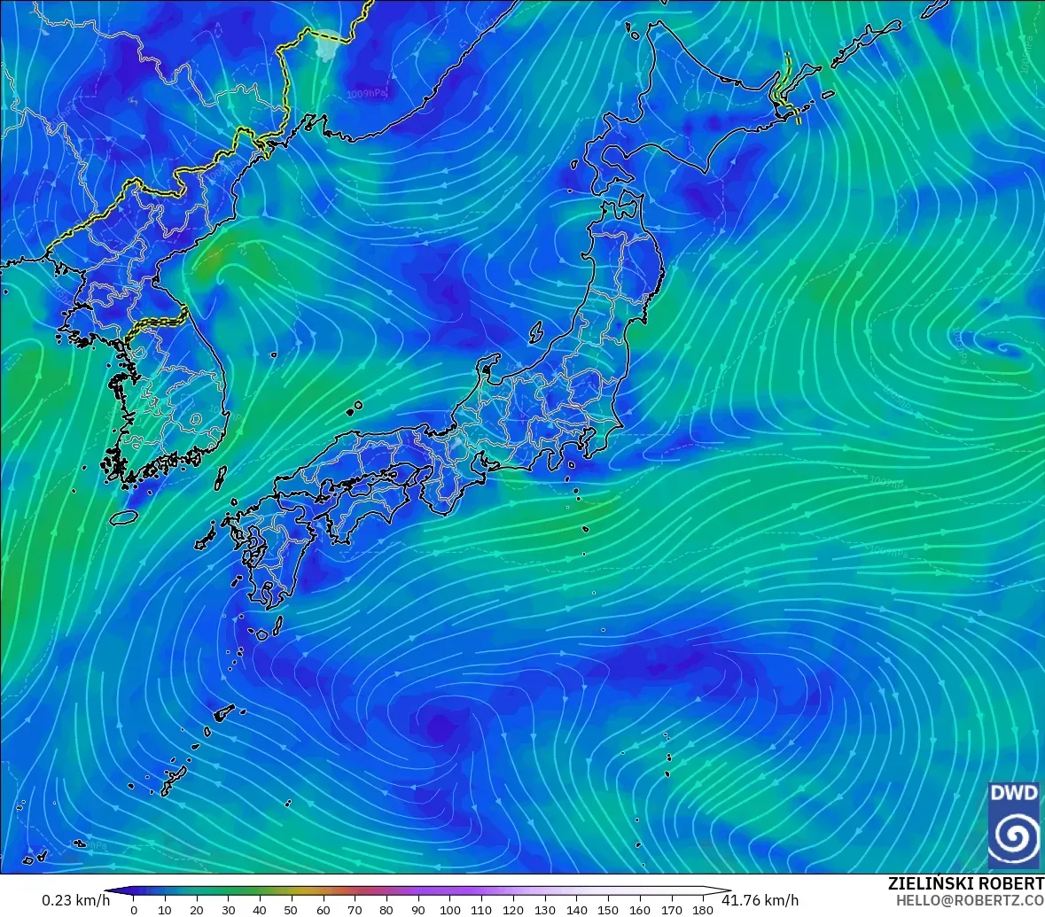 ICON modelo - Japón, Viento a 10 m
