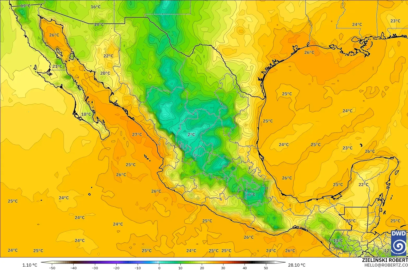ICON modelo - México, Punto de rocío a 2 m