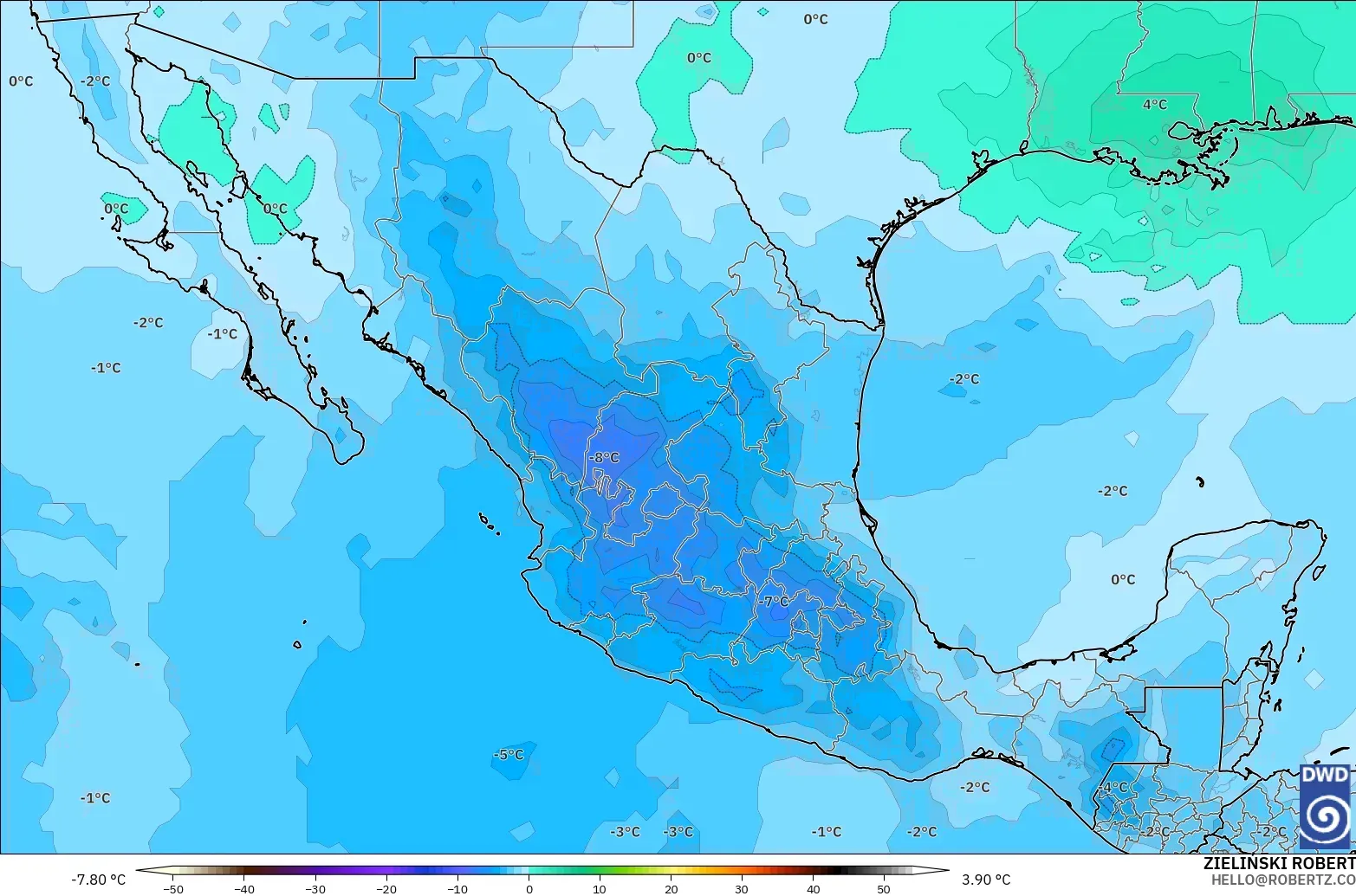 ICON modelo - México, Temperatura a 500 hPa