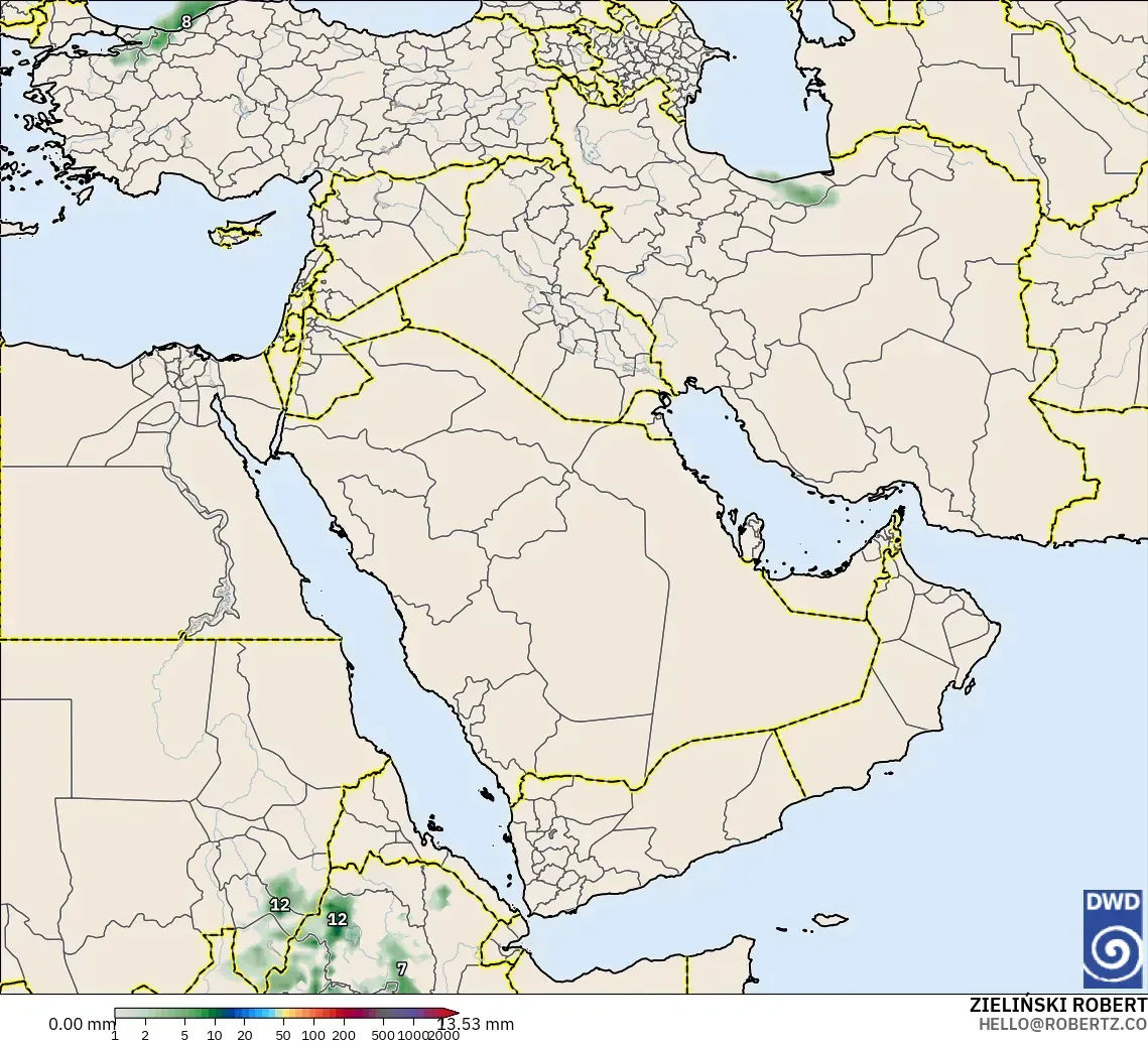 ICON modelo - Oriente Medio, Acumulación de precipitación