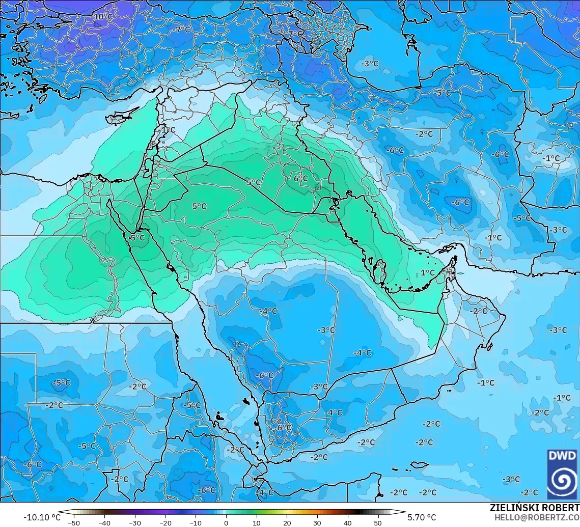 ICON modelo - Oriente Medio, Temperatura a 500 hPa