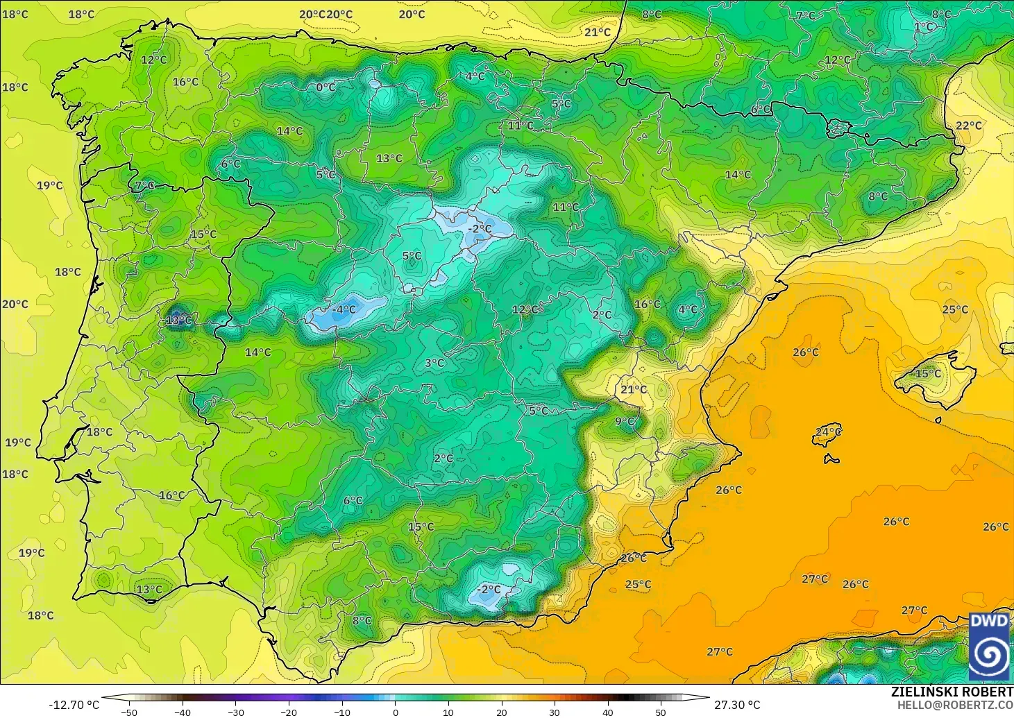 ICON modelo - España, Punto de rocío a 2 m