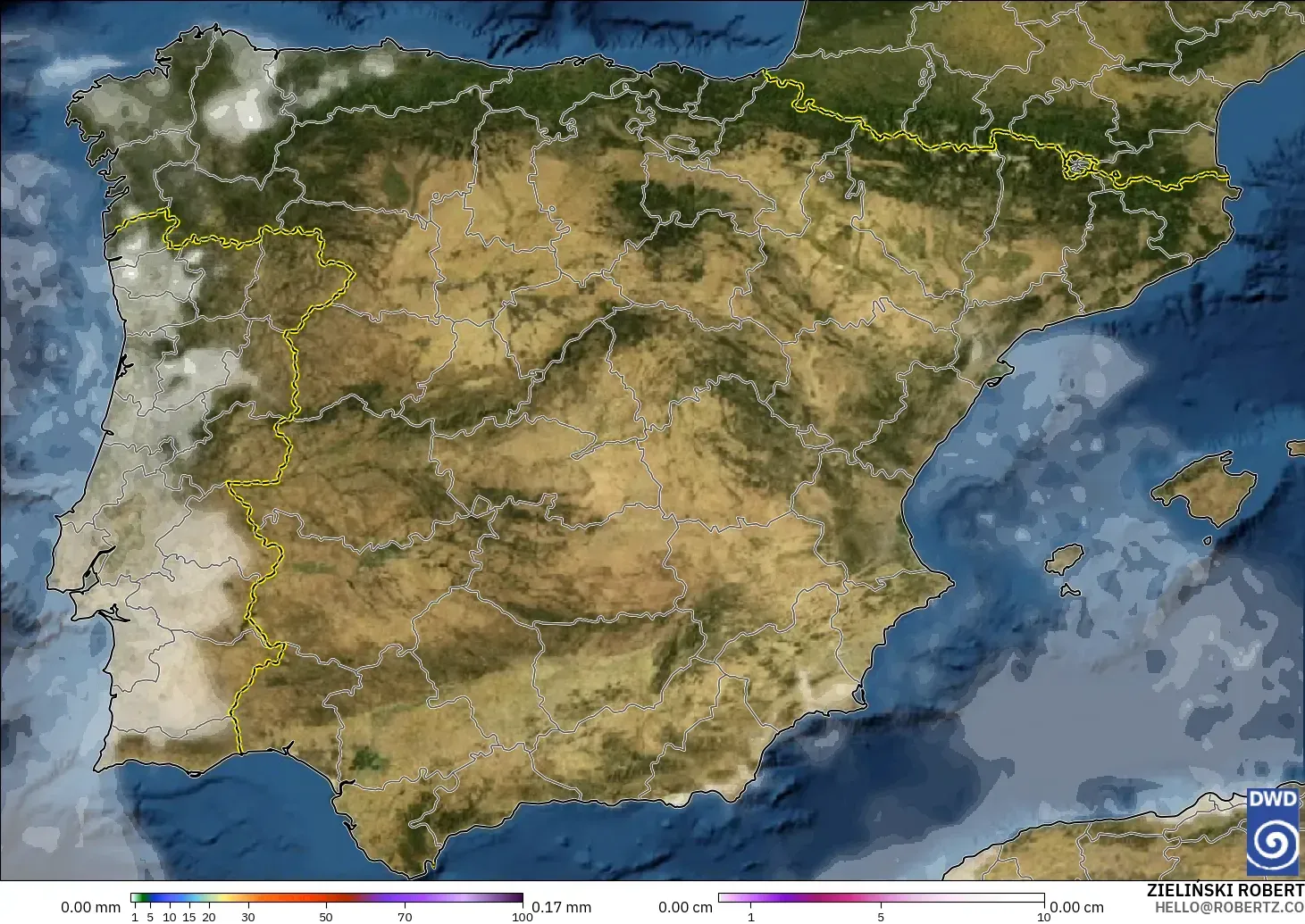ICON modelo - España, Precipitación, nubes y presión