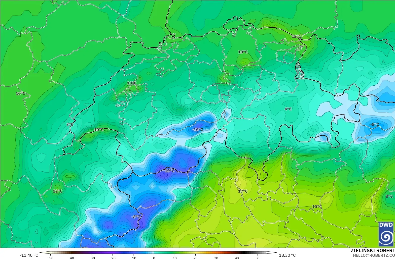 ICON modelo - Suiza, Punto de rocío a 2 m