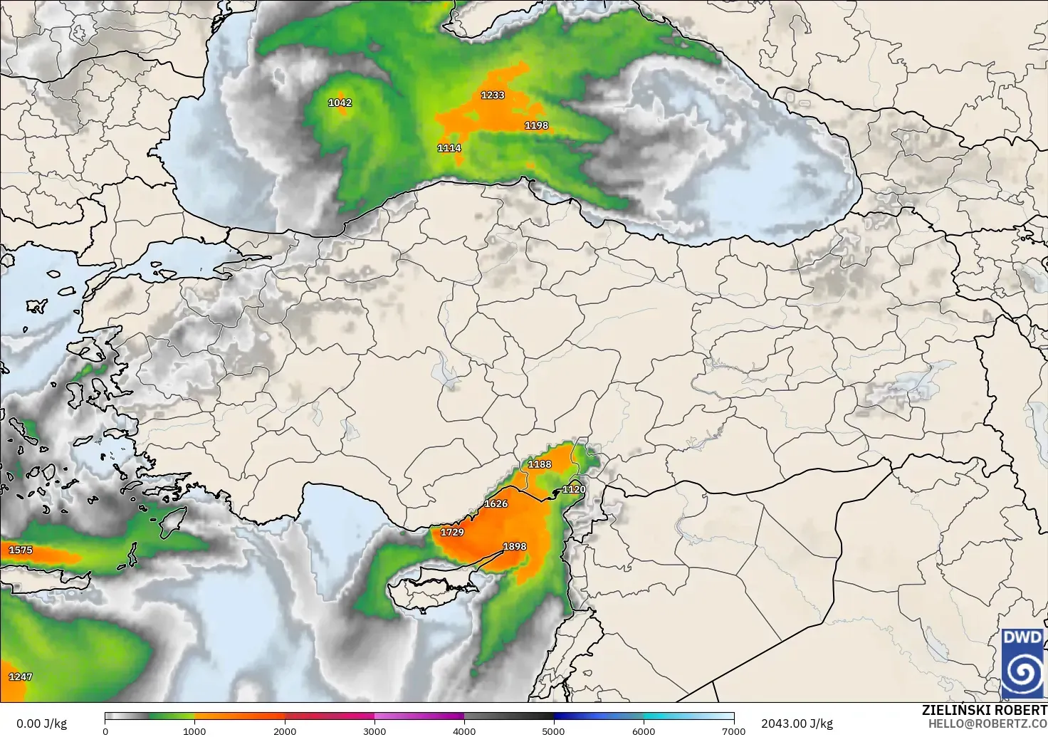 ICON modelo - Turquía, CAPE