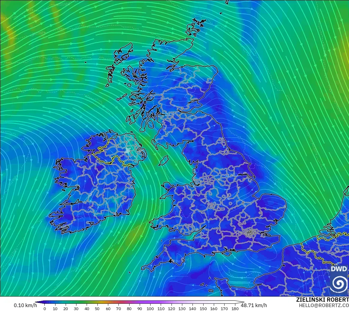 ICON modelo - Reino Unido, Viento a 10 m