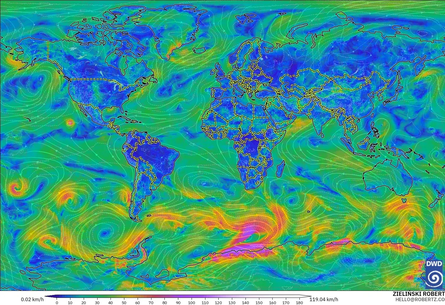 ICON modelo - Mundo, Viento a 10 m