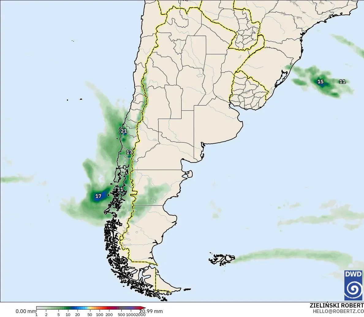 ICON modelo - Argentina, Acumulación de precipitación