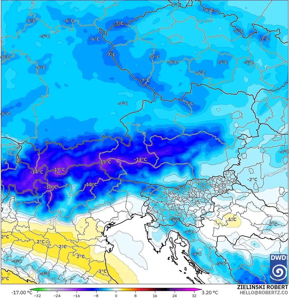ICON modelo - Austria, Anomalía de temperatura a 850 hPa