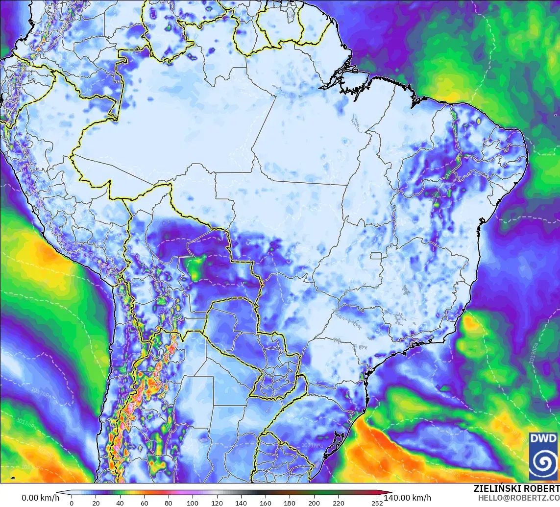 ICON modelo - Brasil, Ráfagas de Viento Máximas
