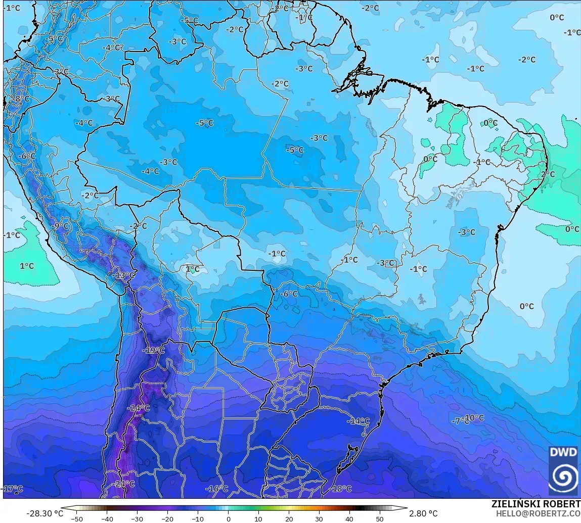 ICON modelo - Brasil, Temperatura a 500 hPa