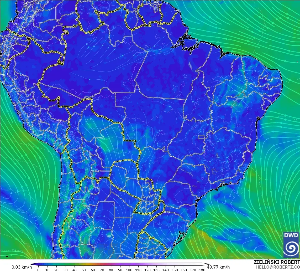 ICON modelo - Brasil, Viento a 10 m