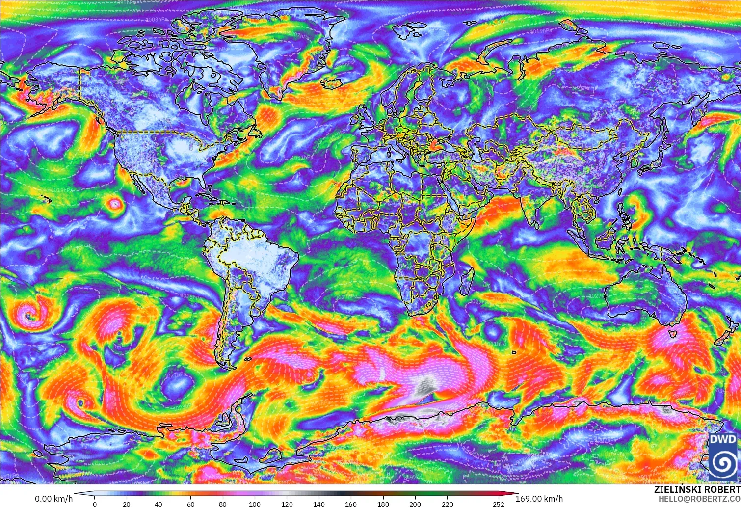 ICON modelo - Mundo, Ráfagas de Viento Máximas