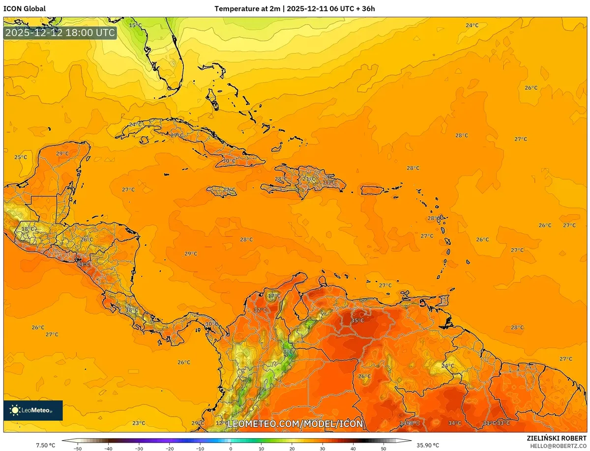 2025-12-11 Warm Humid Friday Temperature Forecast – Highs in the Mid‑20s°C, Heavy Rain & Strong Winds