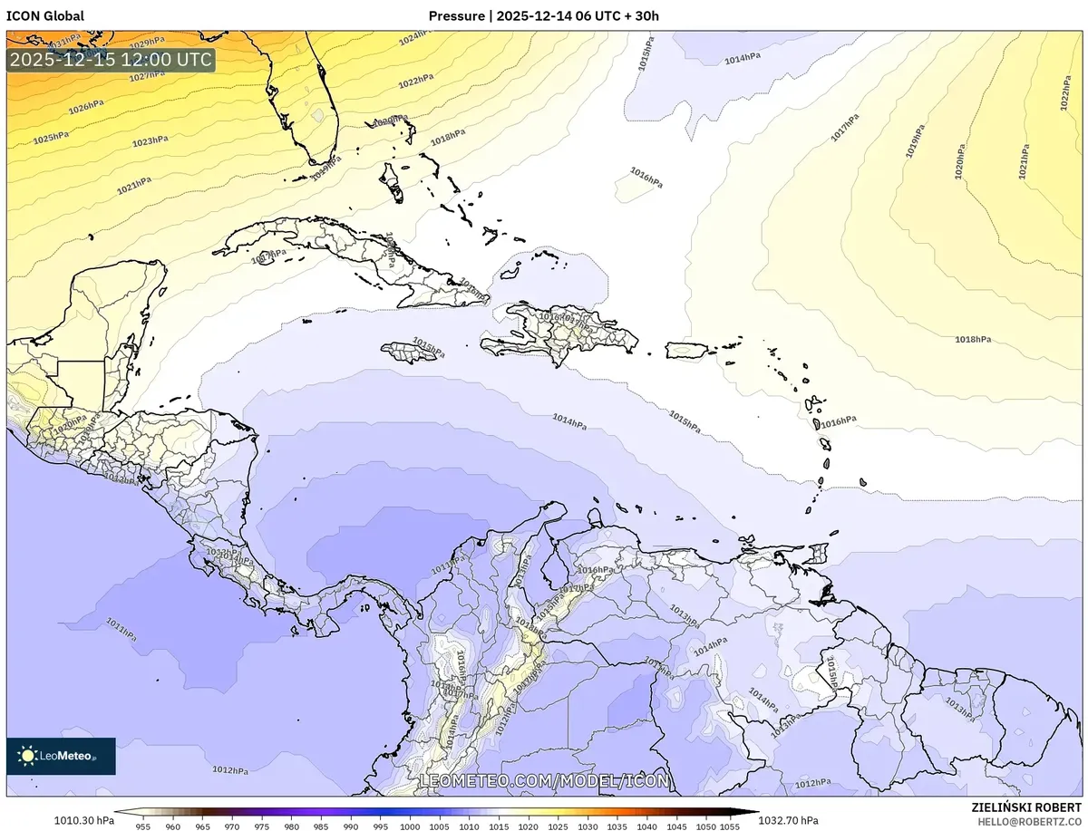 2025-12-14 Caribbean Precipitation Accumulation Forecast – Heavy Rain & Cool Temps 🌧️