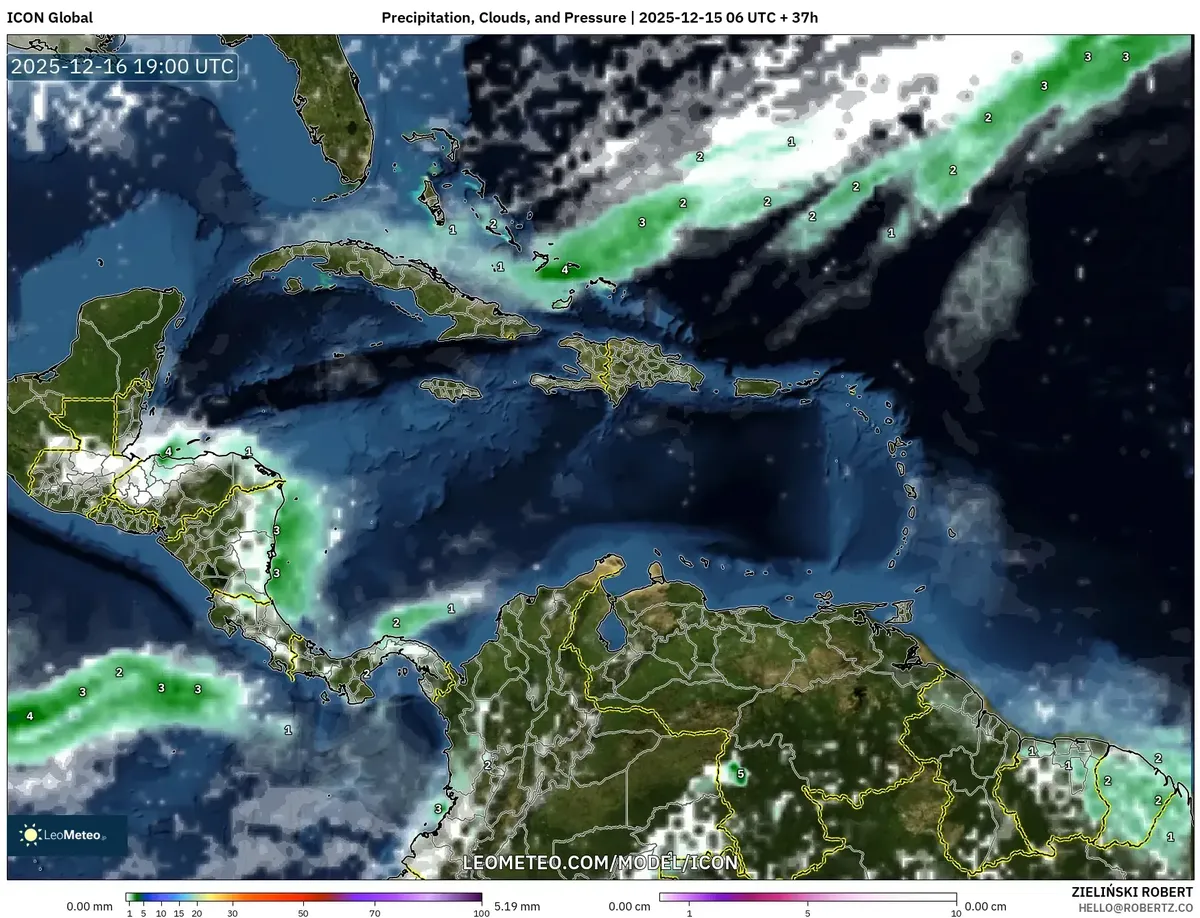 Morning Clouds & Temperature Forecast for Costa Rica – Warm Sunny Tuesday 2025‑12‑15 Weather Map