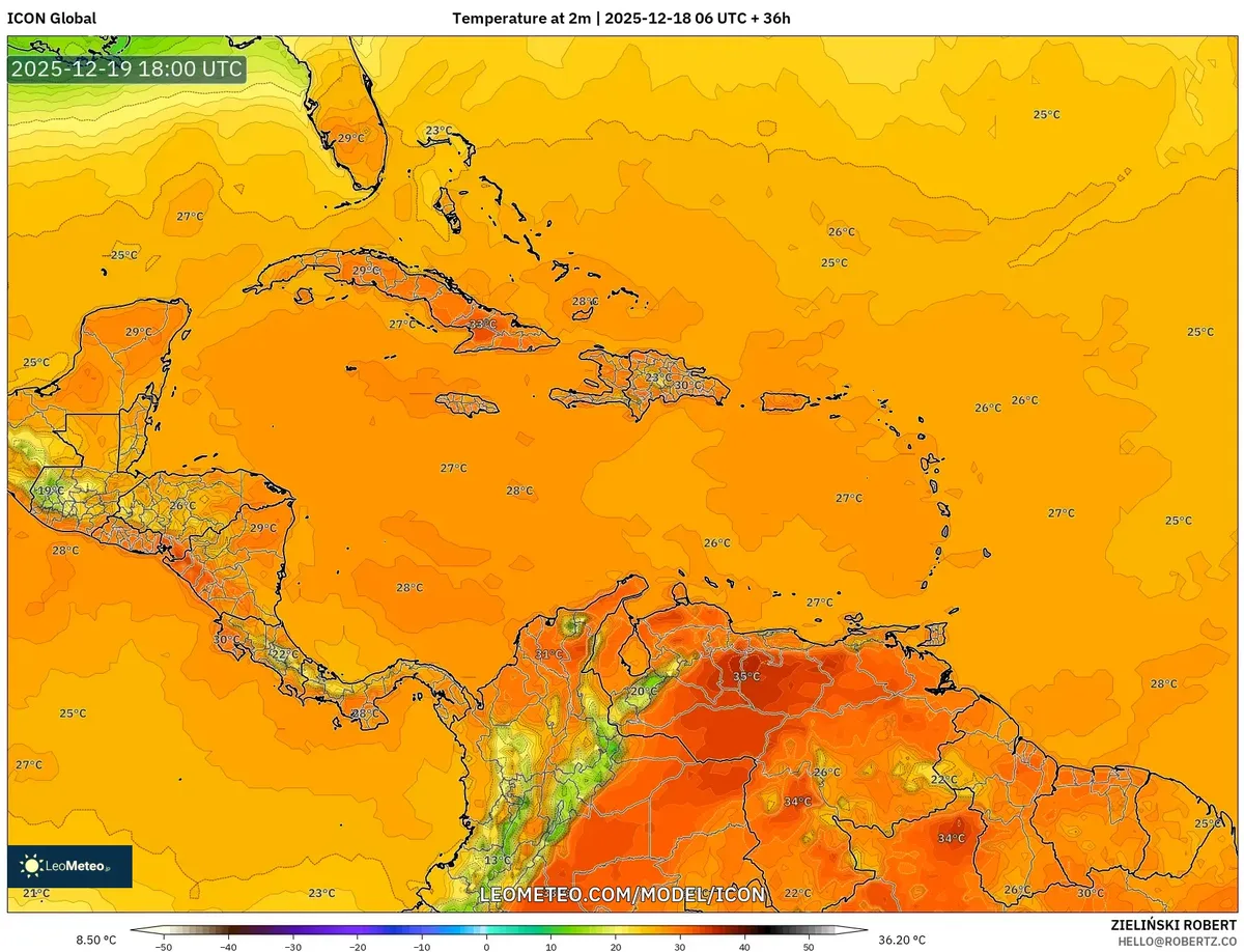 2025-12-18 Costa Rica viernes Previsión de Temperatura: Soleado Hasta 28 °C en toda la región