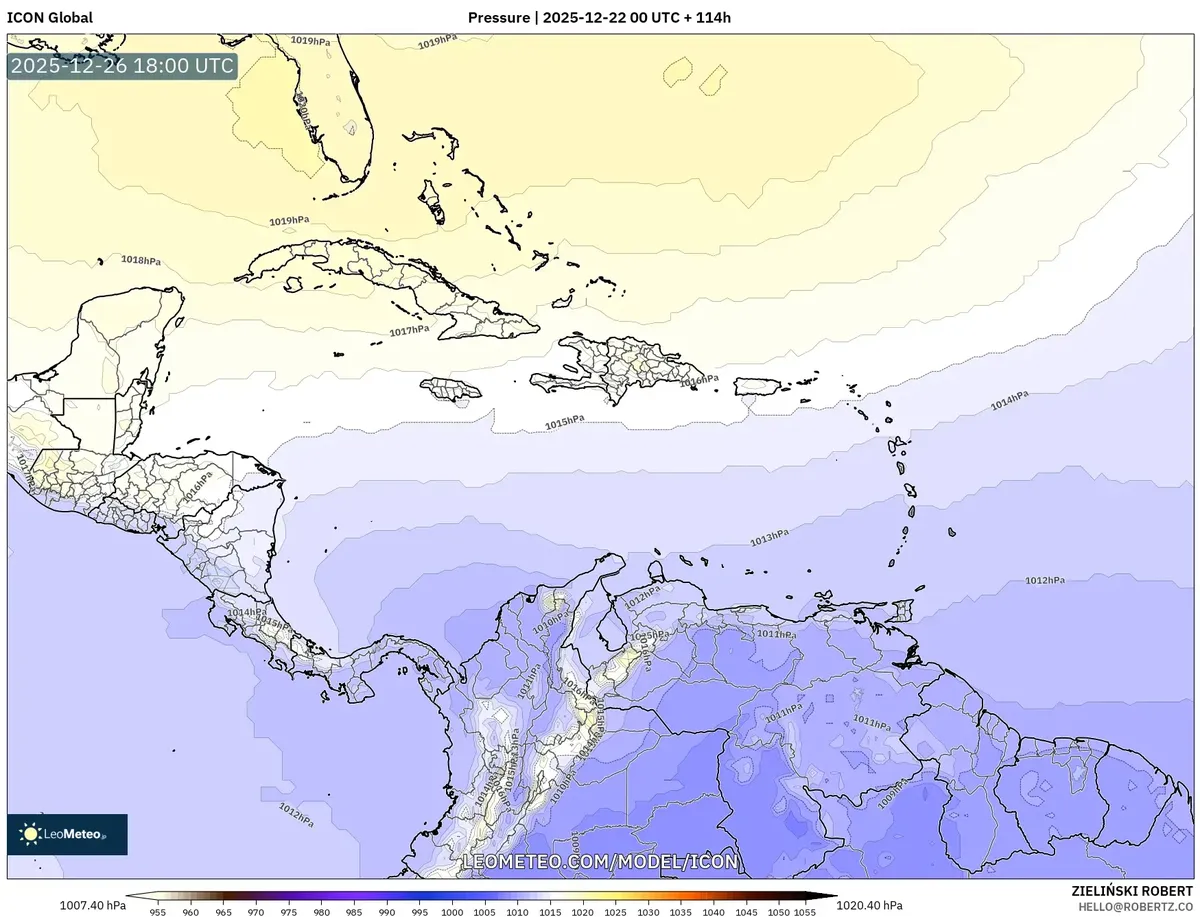 2025-12-22 High Pressure System Brings Warm Sunny Weather Across Central America (Dec