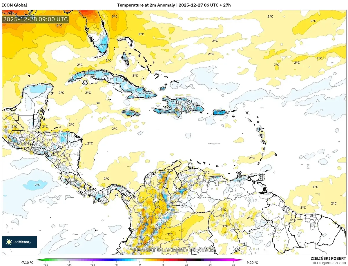 Anomalía de Temperatura en su Pico el 28 de Dic de 2025
