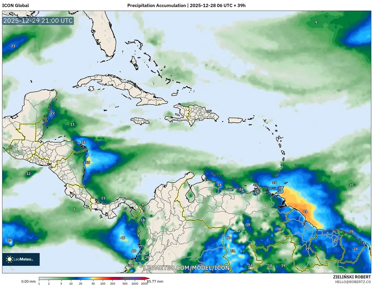 Lluvia de la tarde se intensifica en Costa Rica el 29 de dic 2025