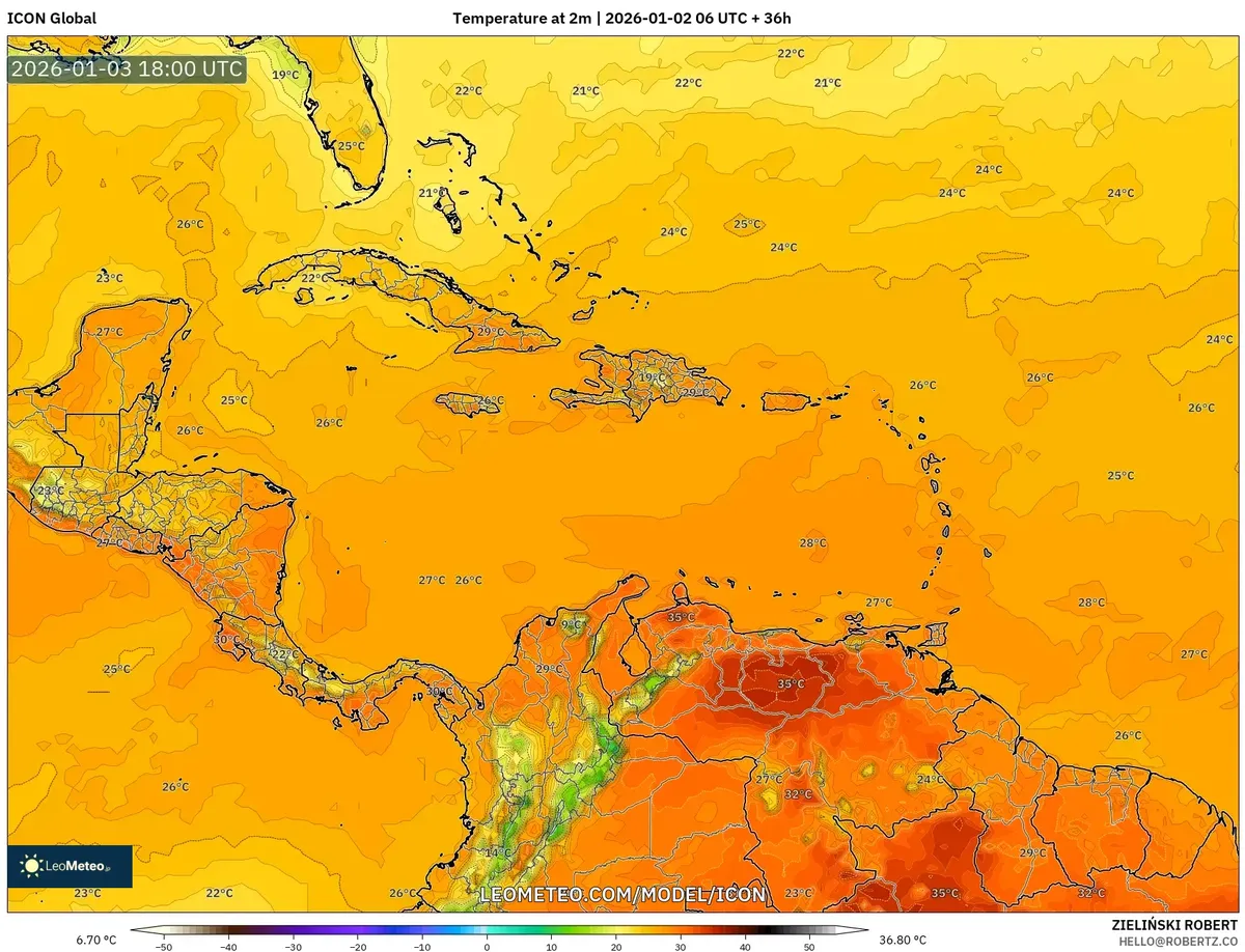 Temperaturas máximas alrededor de San José el 3 de enero de 2026