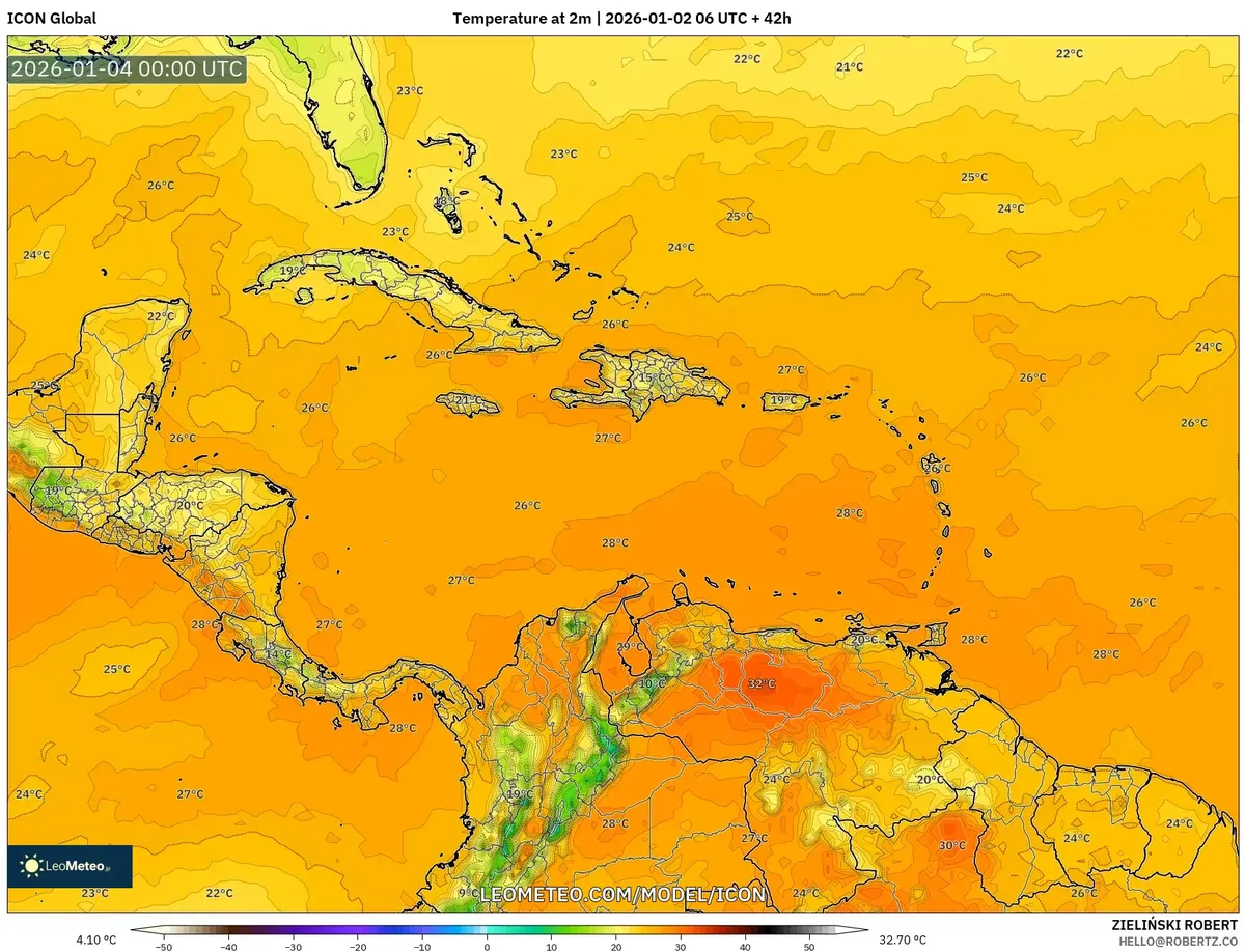 Disminución de la temperatura por la noche en San José el 3 de enero de 2026
