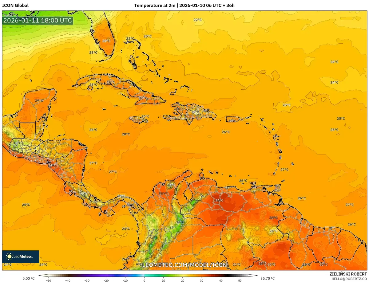 Temperatura Máxima en San José 11 de enero de 2026
