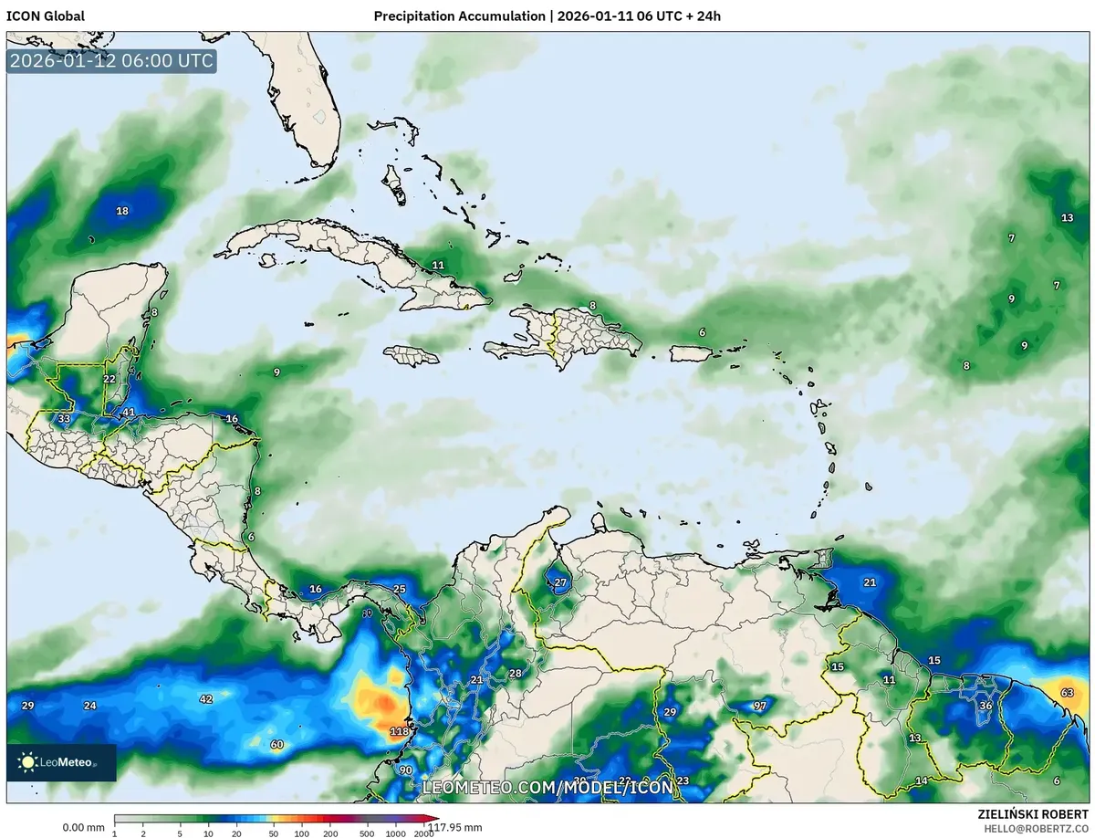 Acumulado Nulo de Precipitación 12 de enero de 2026