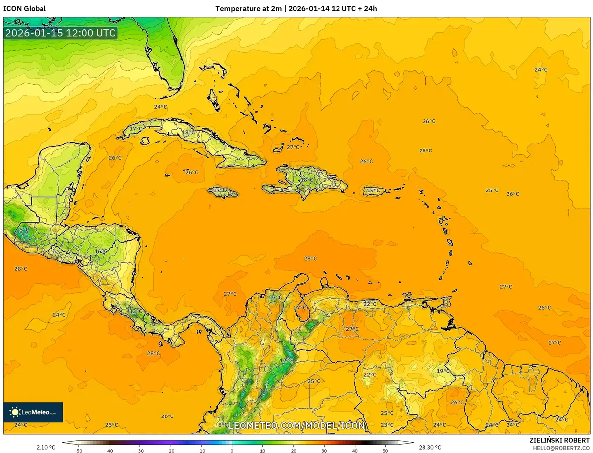 Temperaturas matutinas en el centro de Costa Rica – 15 de enero de 2026