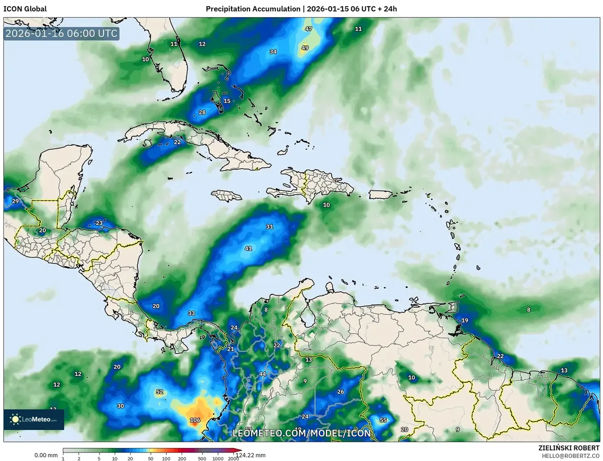 Alta acumulación de lluvia 16 de enero de 2026