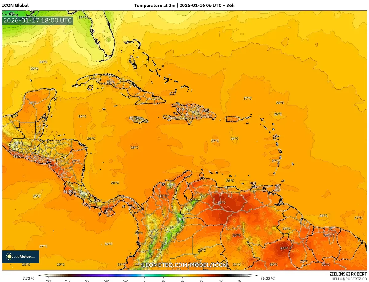 Temperatura Máxima 17 de enero de 2026