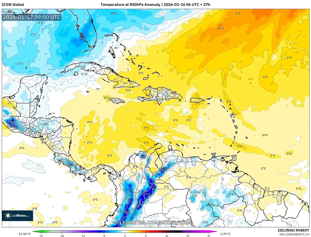 Anomalías de Temperatura 17 de enero de 2026