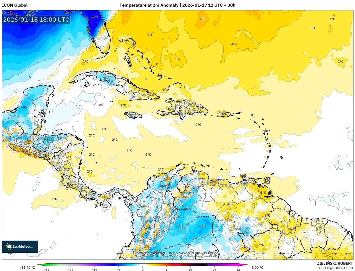 Pico de Anomalía de Temperatura 18 de enero de 2026