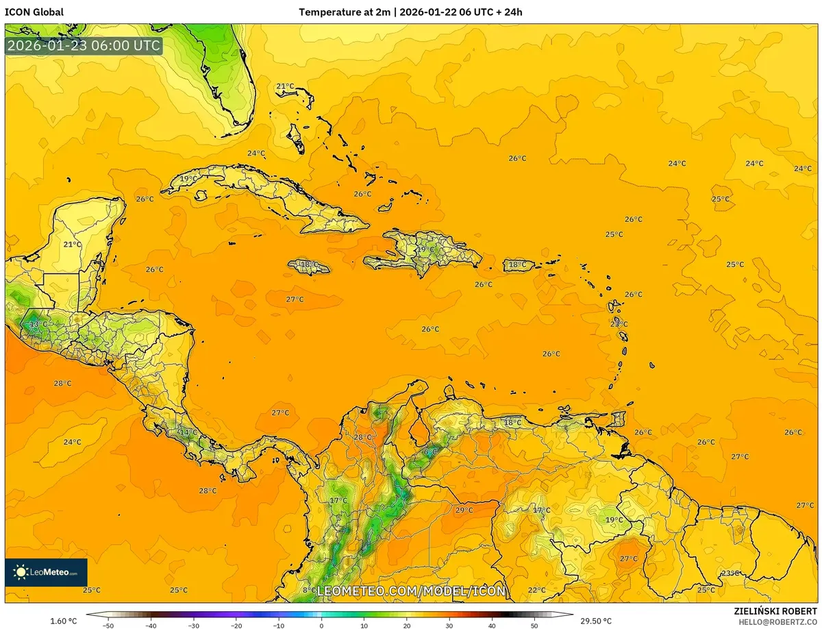 Temperatura matutina en San José – 23 de enero de 2026