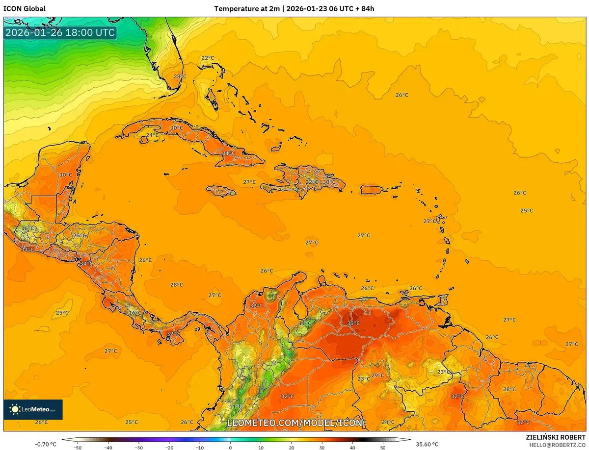Peak Daytime Temperature January 26, 2026